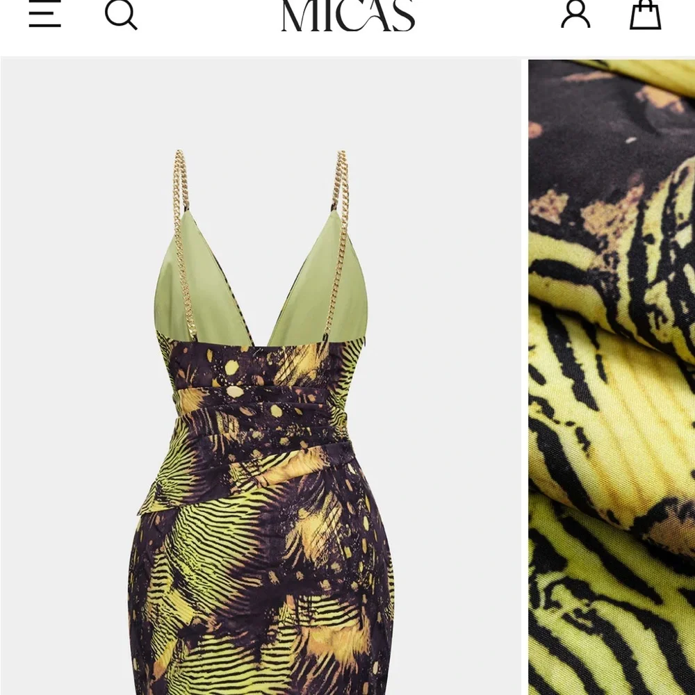 Micas Yellow and Black Patterned Mini Dress - Picture 2 of 5